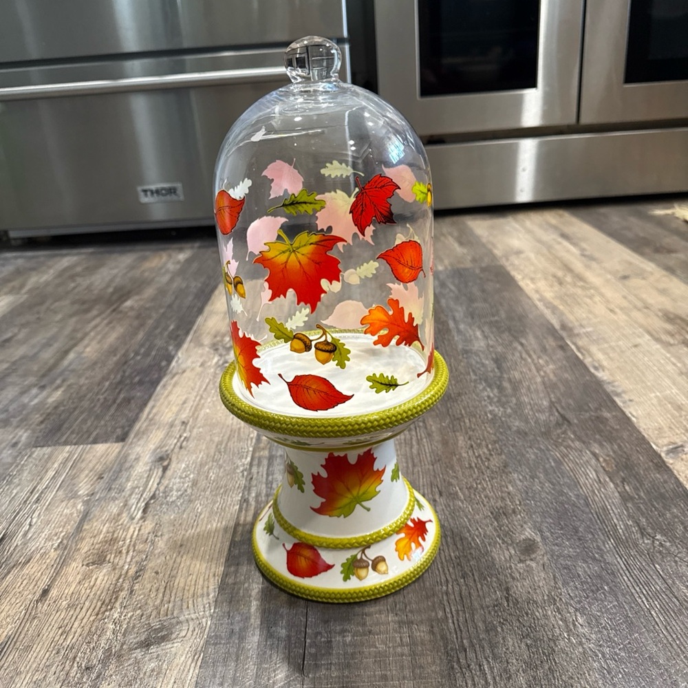 Temptations by Tara Harvest Centertaining 15 in Cloche with Pedestal